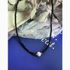 Elegant Black Water Crystal Pearl Necklace For Women With Geometric Chain Pendant