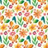 Outdoor Dekostoffe Oxford - Motiv Orange Blumen Und Schmetterlinge I Dr288