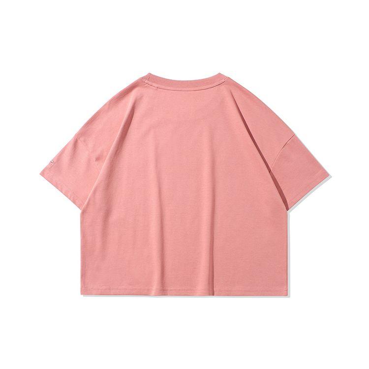 Li-Ning Casual Loose Round Neck Sports Short Sleeve T-Shirt Women Tops Apricot-Pink ahsq268-2