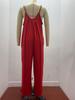 2026 Sommer Damen einfarbiger Jumpsuit mit aufgesetzten Taschen und Trägern - Lockere lässige Passform lange Hosen