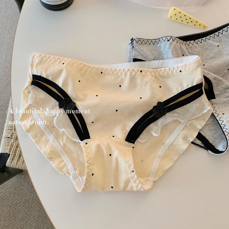 Female Summer New Style Sexy Lace Edge Sweet Old Style Small Wave Point Briefs