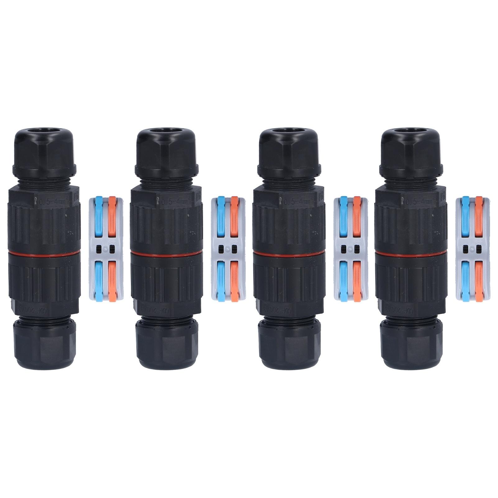 

4Pcs Waterproof Junction Box Connector Straight Through External Cable Boxes for Outdoor