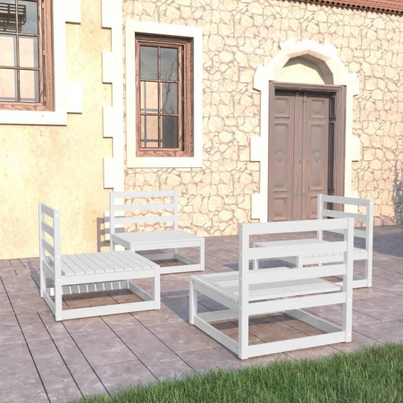 Day and Night - Day and Night 4-Piece Garden Lounge Set White Solid Pine Wood