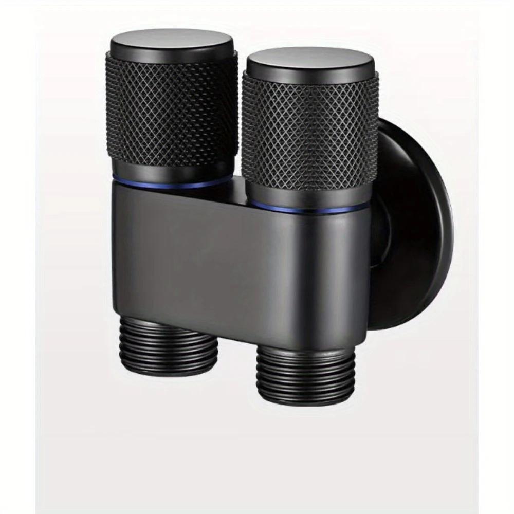 [Обратный клапан из нержавеющей стали] Угловой кран двойного управления из нержавеющей стали с обратным клапаном, универсальная резьба для унитаза чёрный