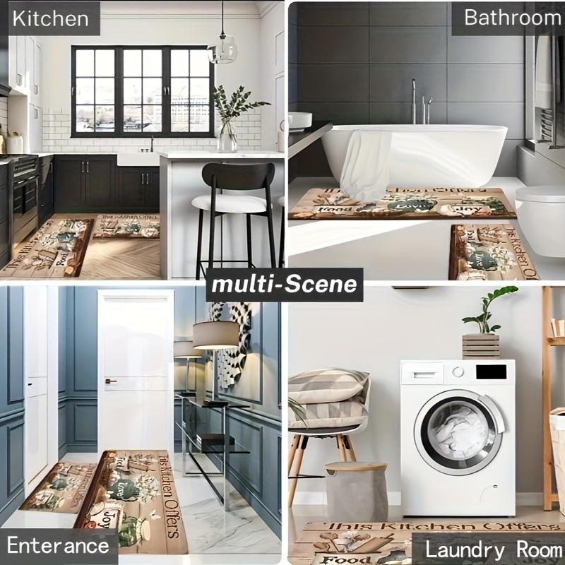 1Pcs Farmhouse Print Waterproof Non-Slip Thick Cushioned Kitchen Mat Heavy Duty Comfort Standing Mat for Kitchen Bathroom