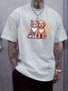 Round Neck Short-Sleeve T-shirt with a Cute Pet-Friendly Pattern