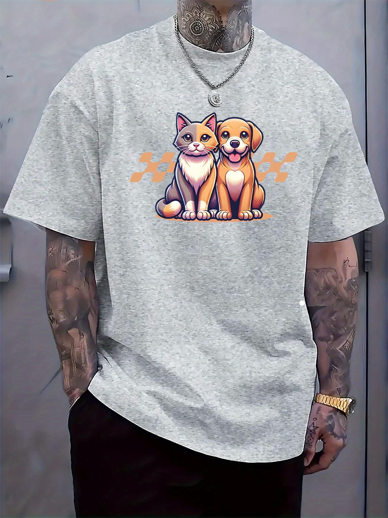 Round Neck Short-Sleeve Tshirt with a Cute Pet-Friendly P... M