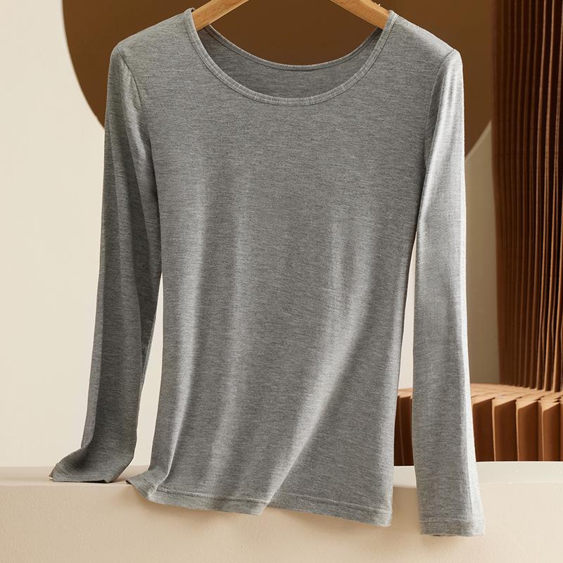 Women's Modal Long Sleeve Round Neck Top – Thin Autumn/Winter Sweater, Large Size