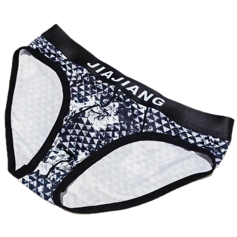 Men's Ice Silk Plaid Print Triangle Briefs - Silky, Close-fitting, and Comfortable Design