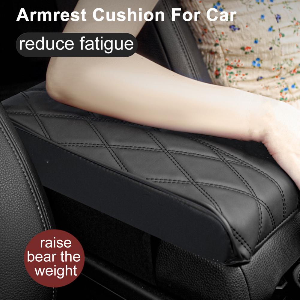 

Luxury PU Leather Wave Embroider Car Armrest Mat Center Console Arm Rest Protection Cushion Auto Armrests Storage Box Cover Pad чёрный