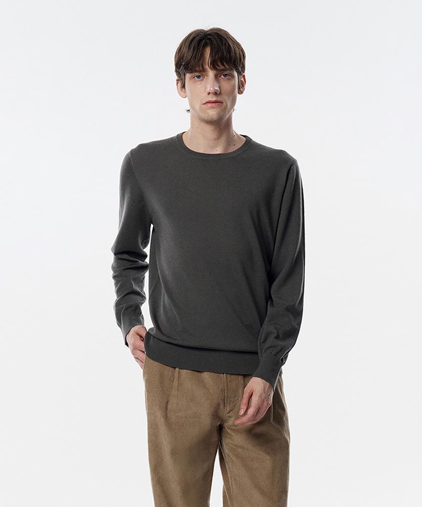 TAILDERN William Lightweight Crewneck Sweater Wool Gray