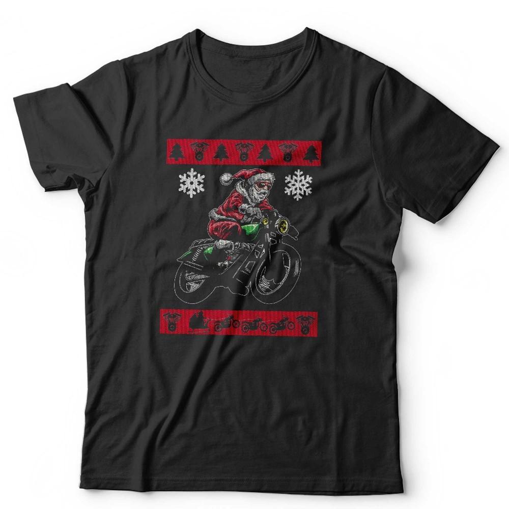 Biker Santa Ugly T Shirt Unisex and Kids Funny Christmas Motorcycle Motorbike Xmas