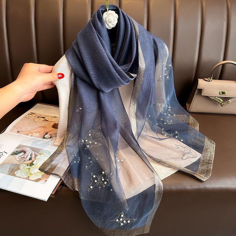 Fashionable Butterfly Scarf, Versatile for Spring and Autumn, Handmade Beaded Long Decorative Scarf