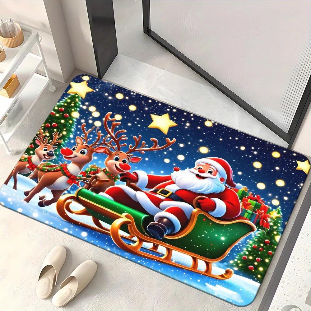 1 Stück Weihnachts-Schneemann Flamingo Fußmatte , Feiertags-Innen- und Außenbereich Hintere Vordertür Willkommensmatte Winter-Fußmatte.