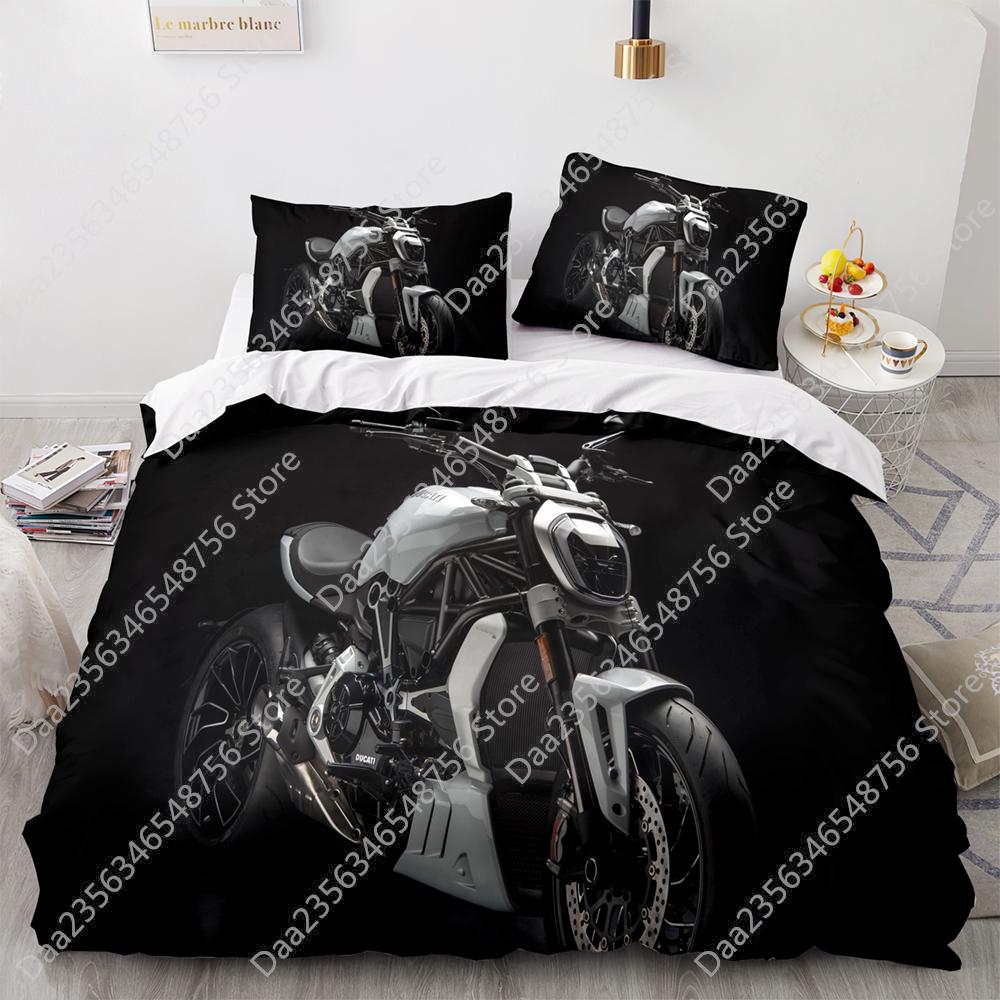 Comforter New Motorcycle Bedding Set Single Twin Full Queen King Size Motorcycle Bed Set Aldult Kid Bedroom Duvet Sets 3D Anime 038