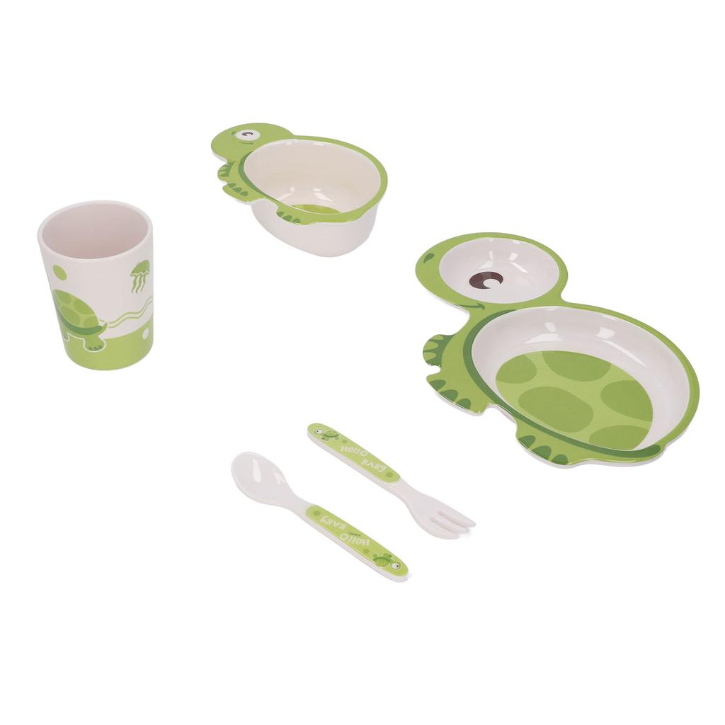 5pcs Baby Plates Set Divided Heat Resistant Lightweight Carton Exquisite Toddler Bowl Dining Set