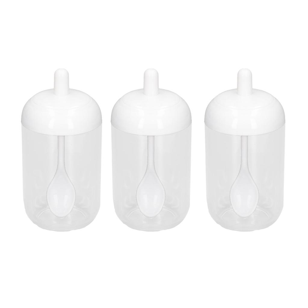 3PCS Seasoning Box with Spoon Transparent Spice Bottle Sealed Spice Container for Kitchen