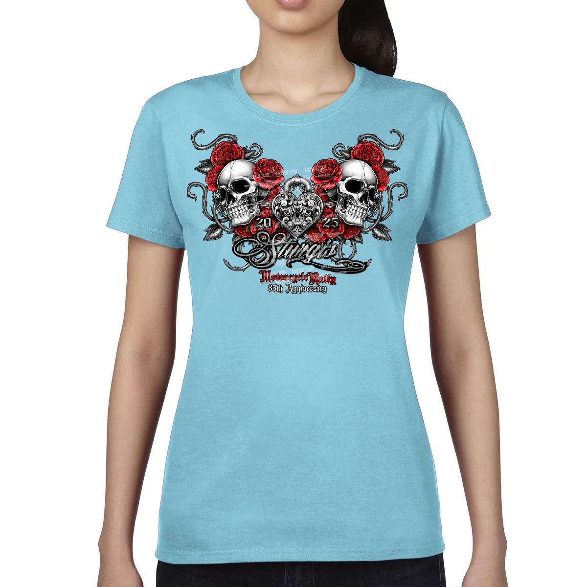 T-Shirt Ladies 2025 Sturgis Motorcycle Rally Heart Locket No Harley XXXL