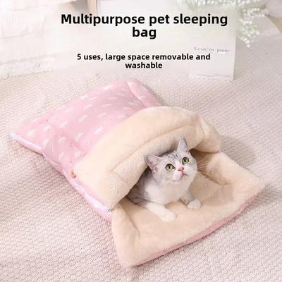 Lit pour Chat Doux et Confortable Chambre Chauffante pour Animaux avec Tapis Amovible et Design Pliable pour Rangement Facile Sacs de Couchage pour Chat Lit pour Chien