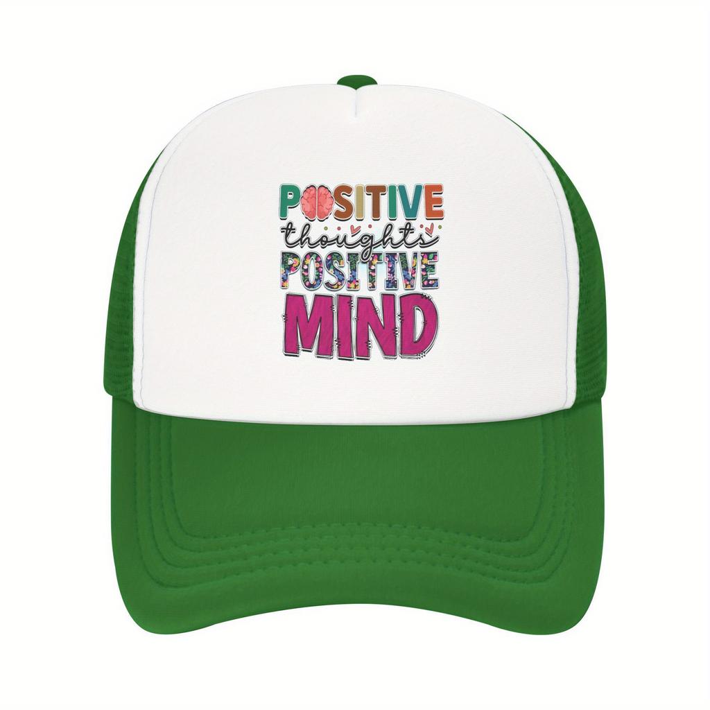Positive Thoughts Positive Mind Mesh Trucker Cap Breathable Baseball Hat Casual Outdoor Adult Headwear Unisex
