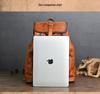 Chaozhou Vintage Handmade Leather Backpack for Casual Travel, 14-Inch Laptop Bag