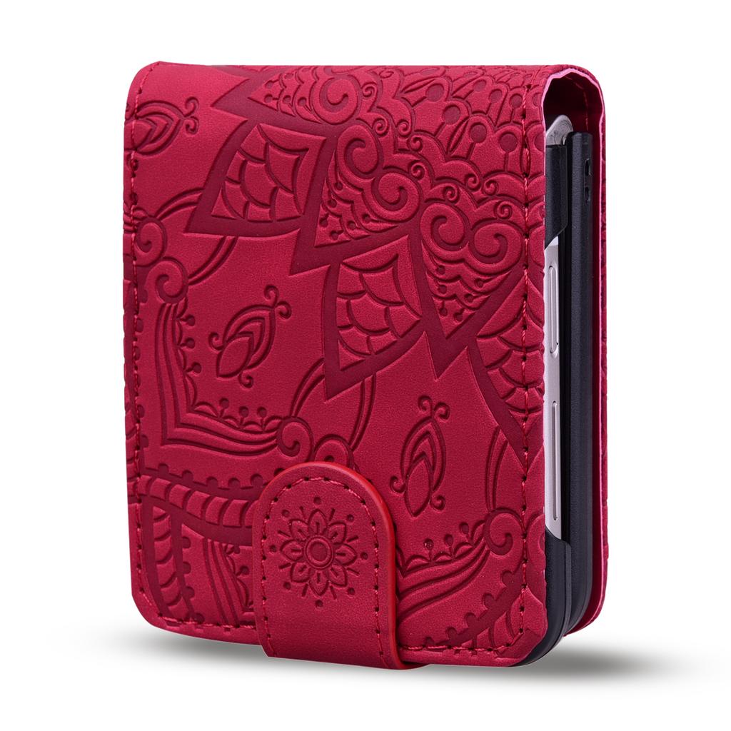 Wallet Card Holder Leather Phone Case for Samsung Galaxy Z Flip 5 4 3 5G Flip4 5G Flip3 Matte Feeling 3D Embossing Cover Fundas