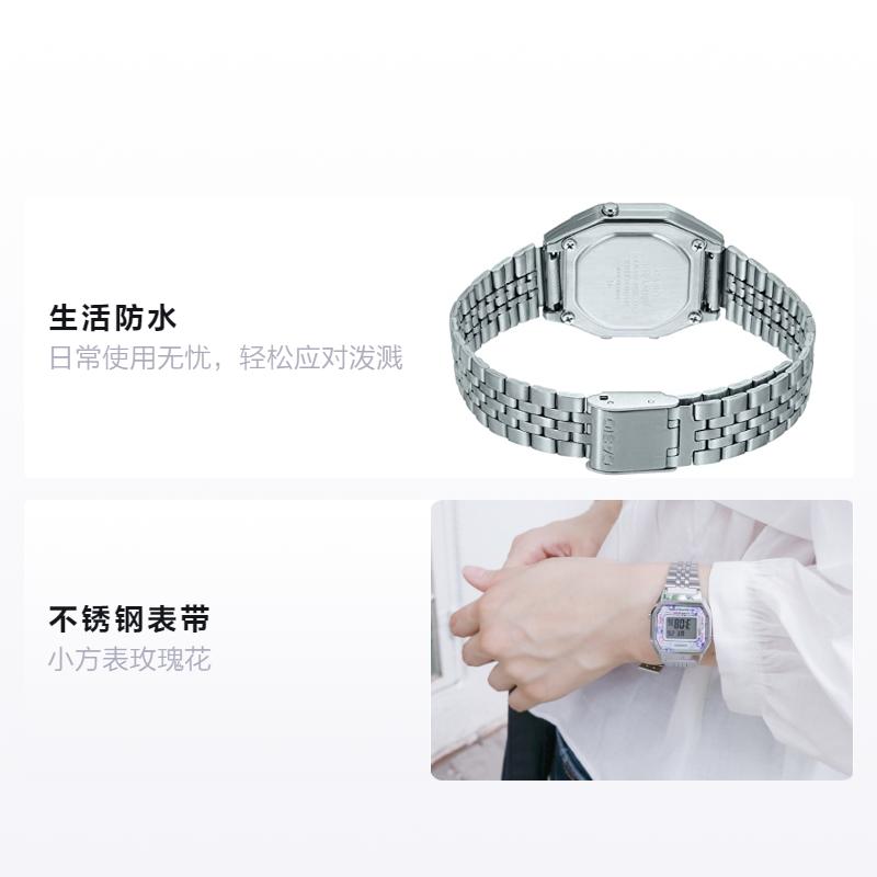 Casio VINTAGE series-L digital display small square watch rose electronic waterproof quartz movement stainless steel strap Japanese and LA680WA-2C