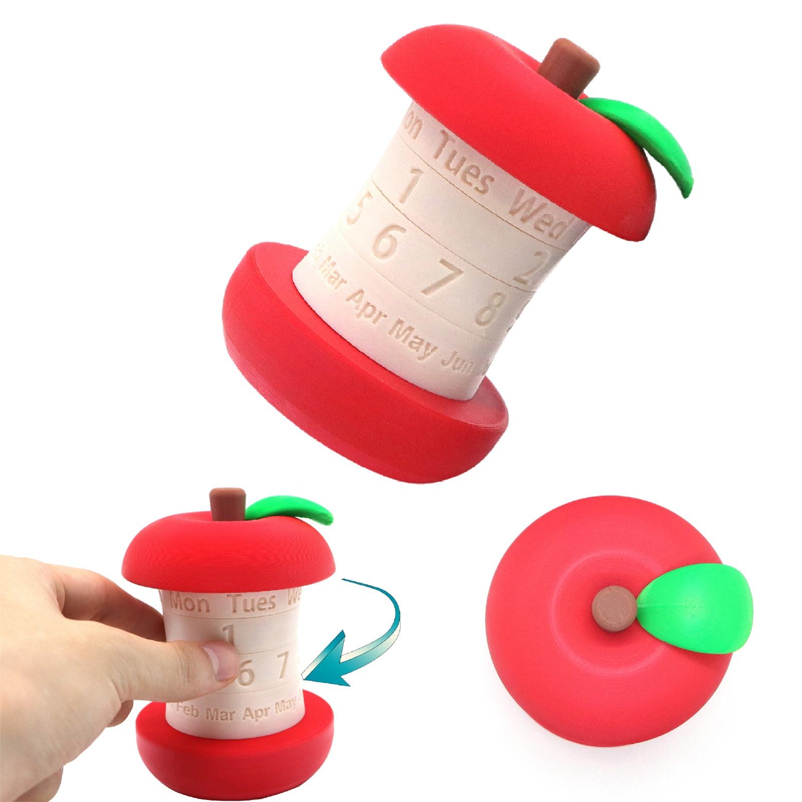 

3D Printed Rotating Calendar Creative Perpetual Calendar Desktop Decoration Ornaments Fruit Shape Suitable For Home Or Environmental Display One Size