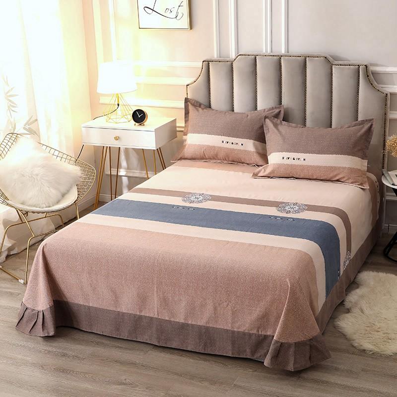 Vintage Geometric Pattern Bed Sheet Set 100% Cotton Luxury Classic Bedspread with 2 Pillowcases Queen King Size Bedding Set