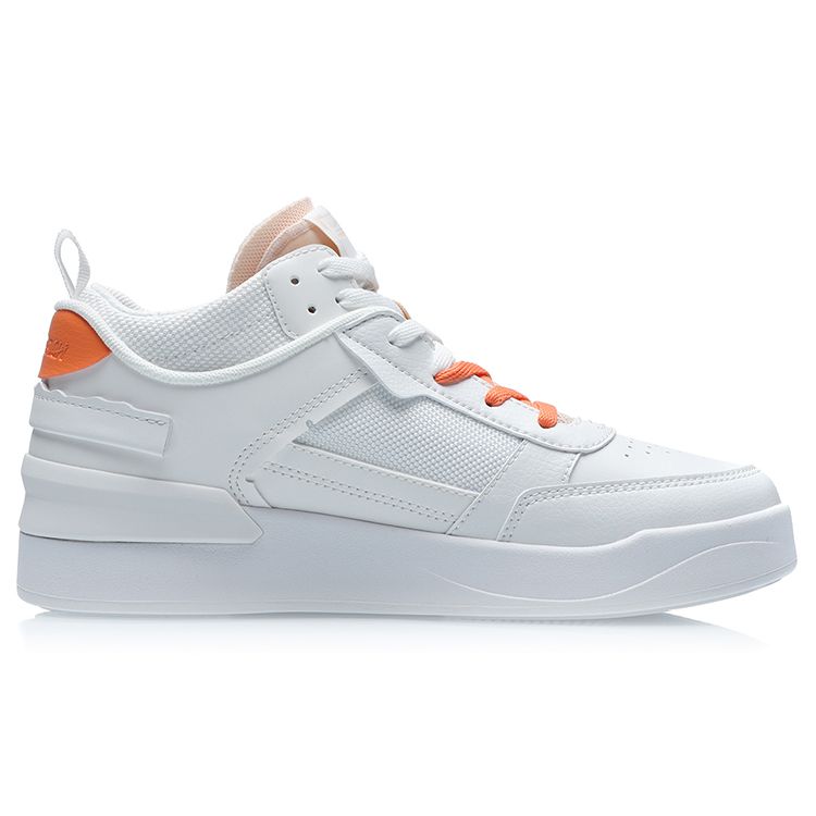 Li Ning CF New Series Classic Casual Mid-Top Sneakers Women Sneakers White Orange Blue AGCR112-4