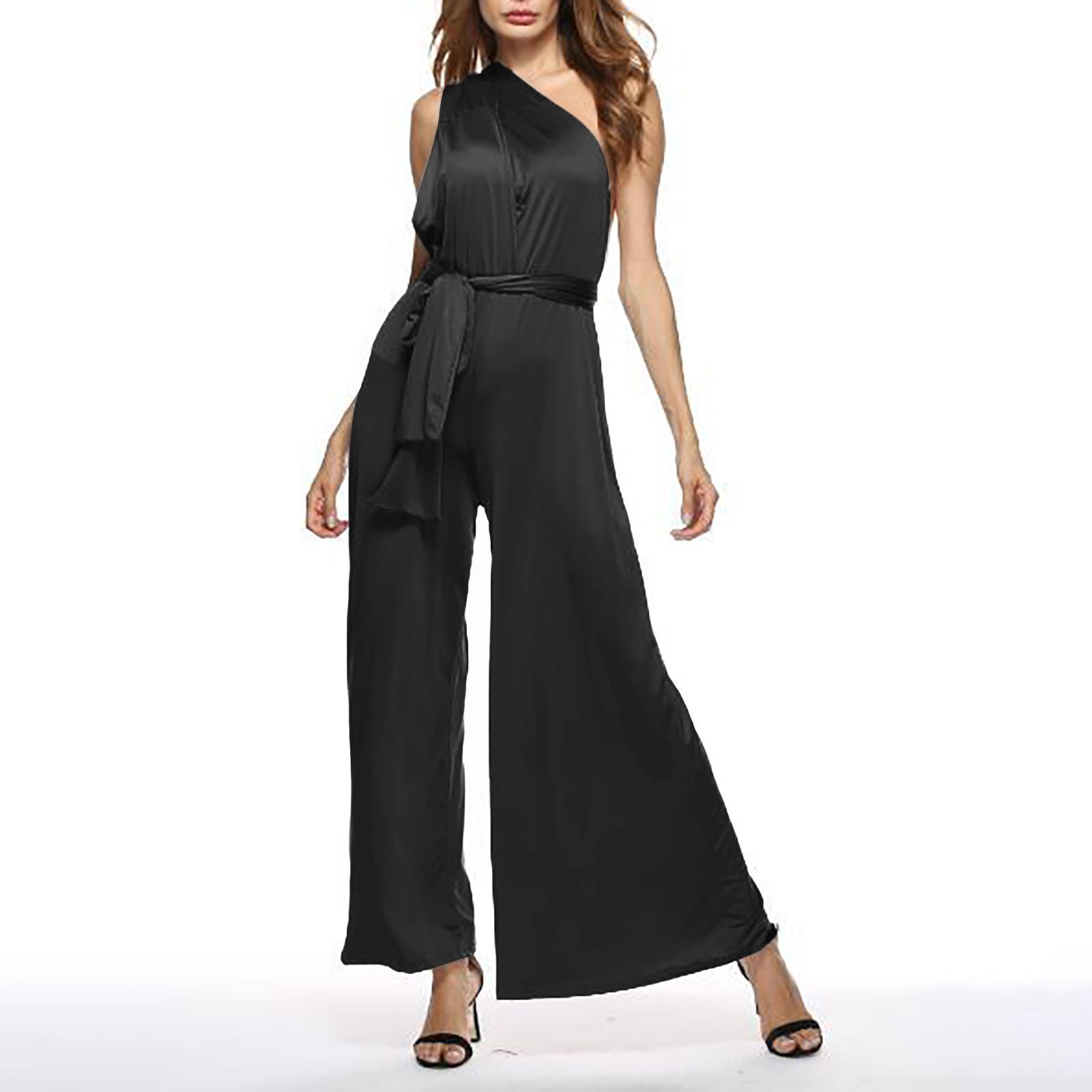 

Women Soild Wear More Multi-Rope Cross Sleeveless Long Rompers Jumpsuit Playsuit S чорний