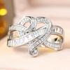 Elegant Silver Color Intertwined Heart Ring for Women Zircon Banquet Fashion Jewelry Gift