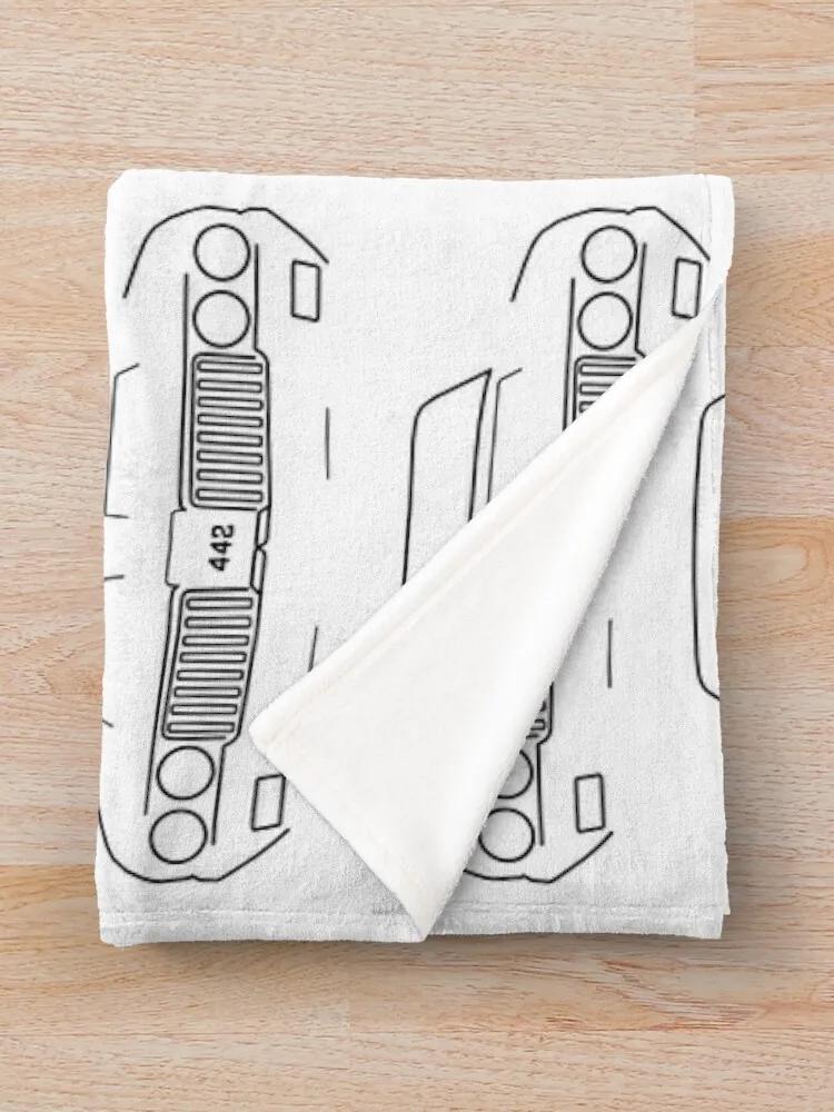 Oldsmobile Cutlass 442 Classic Car Outline Graphic (Black) Throw Blanket Luxurious Soft Fuzzy Blanket For Sofa Bed