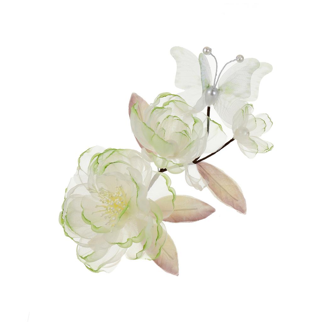 Handmade Juan Yarn Hot Flower Hairpin Peony Peony Hanbok Back Pressure Headdress Tang Style Flower Gradient Green Ancient Style Hanbok Headwear