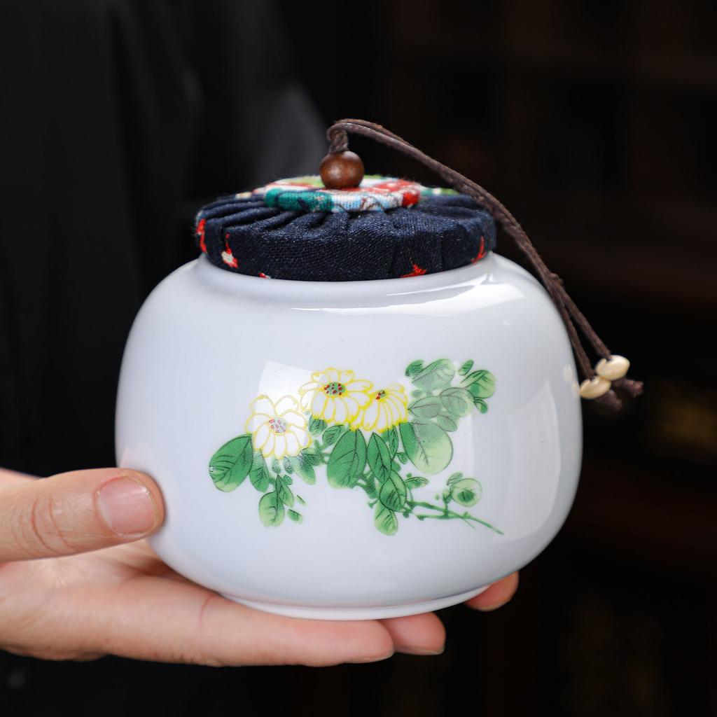 Creative Retro Tea Canister Ceramic Sealed Tea Storage Jar Moisture-proof Coffee Sugar Nuts Food Storage Jar Home Decor Jars