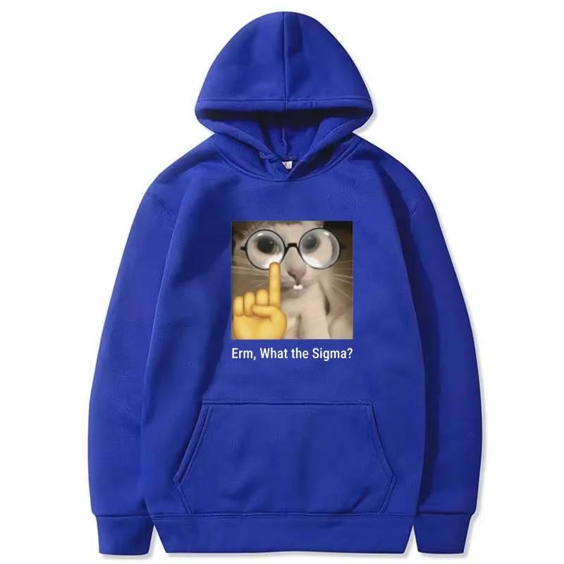 Ehm, jaká Sigma? Vtipná memová sportovní mikina s kapucí pro muže a ženy, hloupý kočičí humor, potištěná módní topy, fleecová mikina, zimní mikina s kapucí