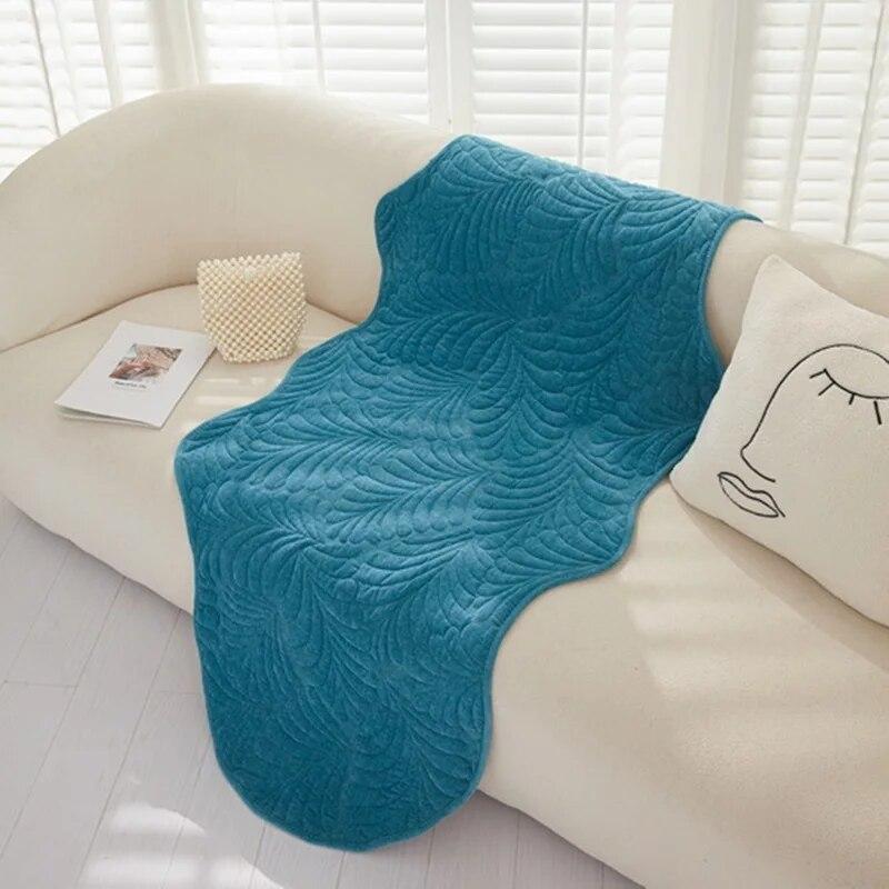 Cojín Universal para sofá, funda de chenilla con hojas para sofá, toalla para sofá de cuatro estaciones, Protector de funda de sofá de Color sólido para sala de estar