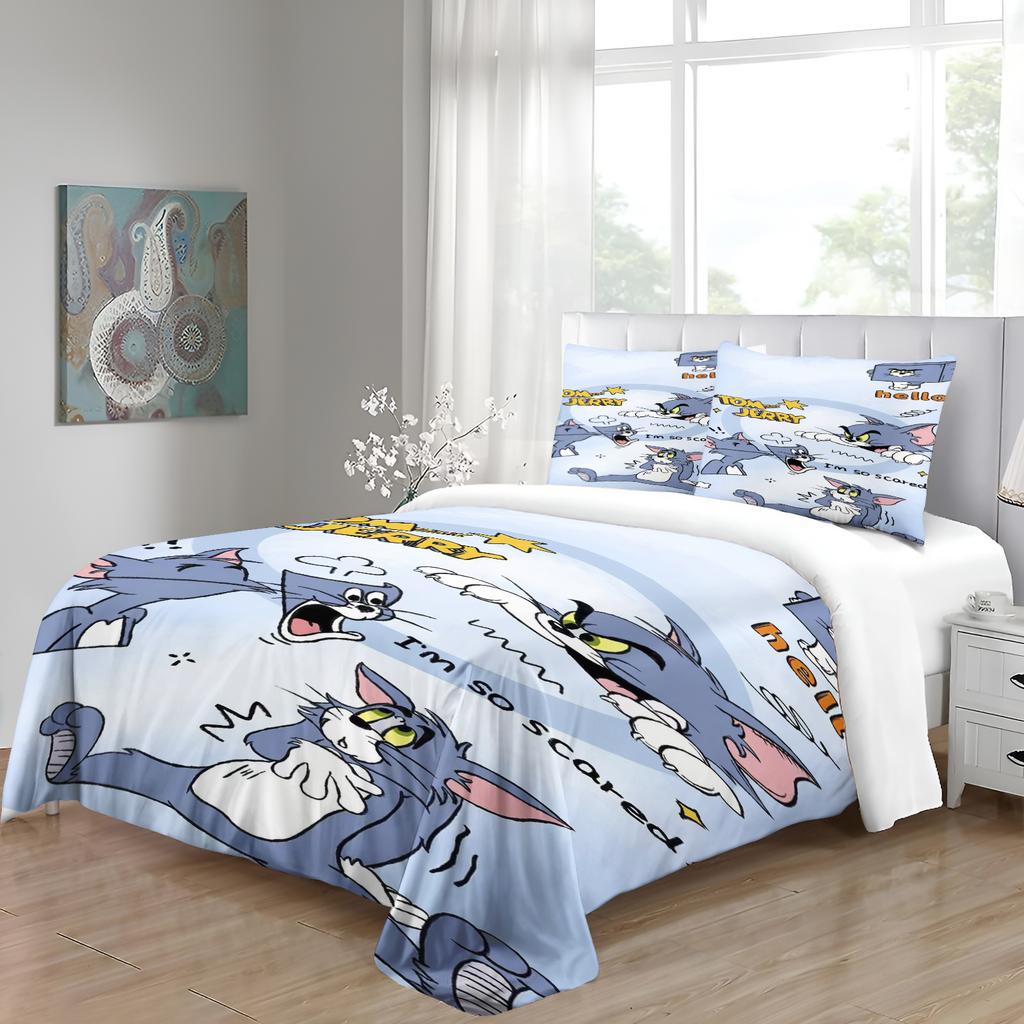 Cat Cute Duvet Cover Mouse Badroom Set Children Cartoon Anime Comforter King Size Bedding 3D Printed Quilt