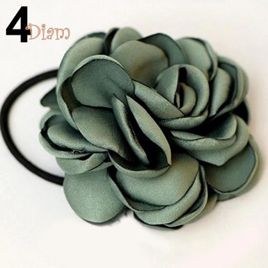 Tenfyer Hair Band Rope Camellia Flower Ponytail Holder Scrunchie Hairband Accessory