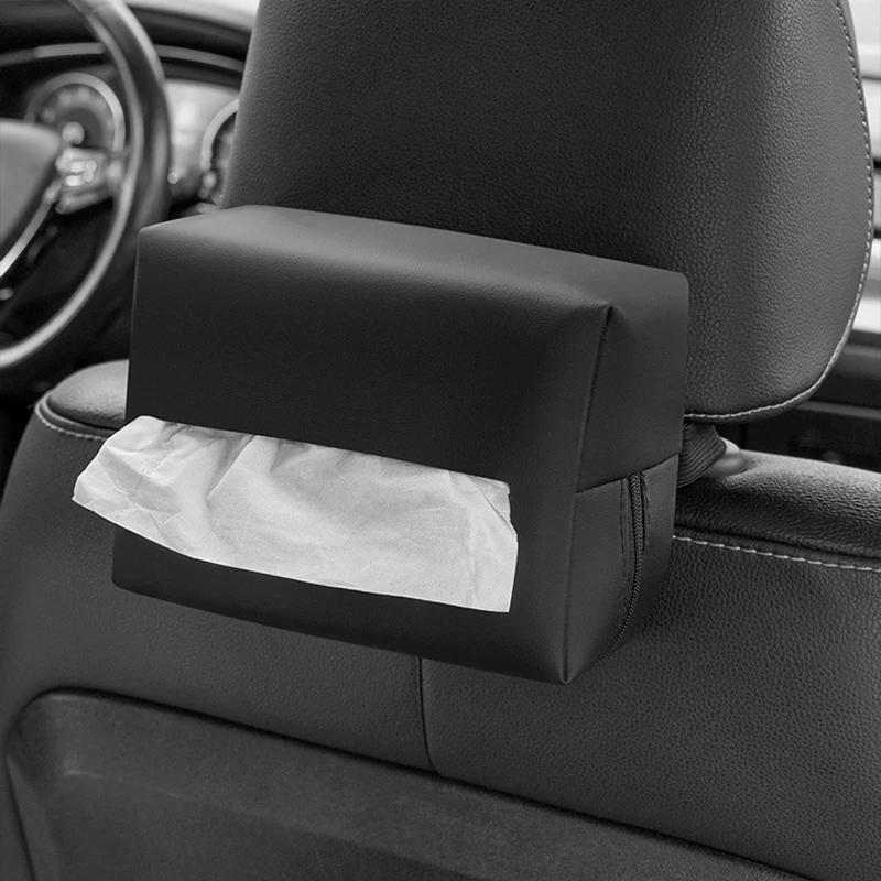 Multifunktionale Auto-Armlehnen-Taschentuchbox Leder Auto-Sitzlehnen-Papierhandtuch-Aufbewahrungstasche Universeller Sonnenblenden-Taschentuchhalter