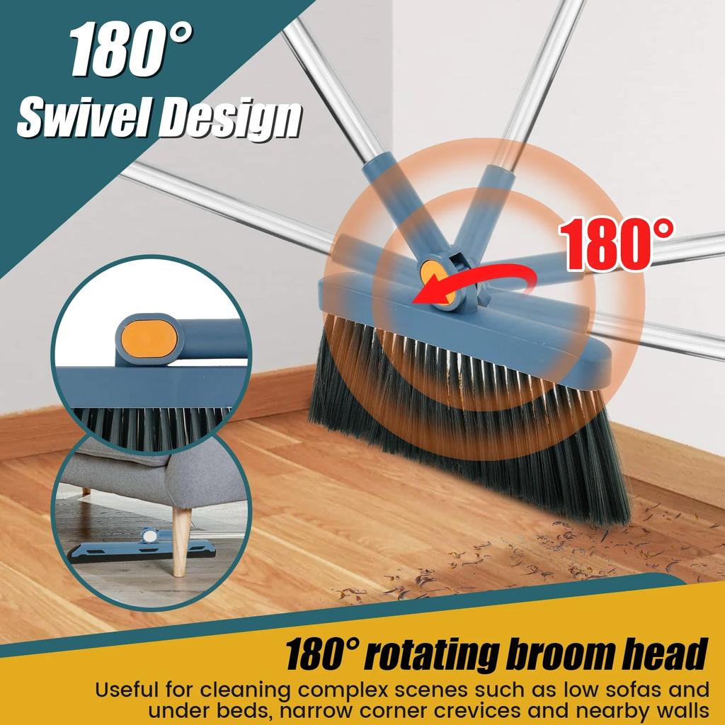 3Pcs Floor Cleaner Set 180°Rotating Brooms Folding Dustpan Garbage Collector Kitchen Tools For Sweeping Brush Household 2025