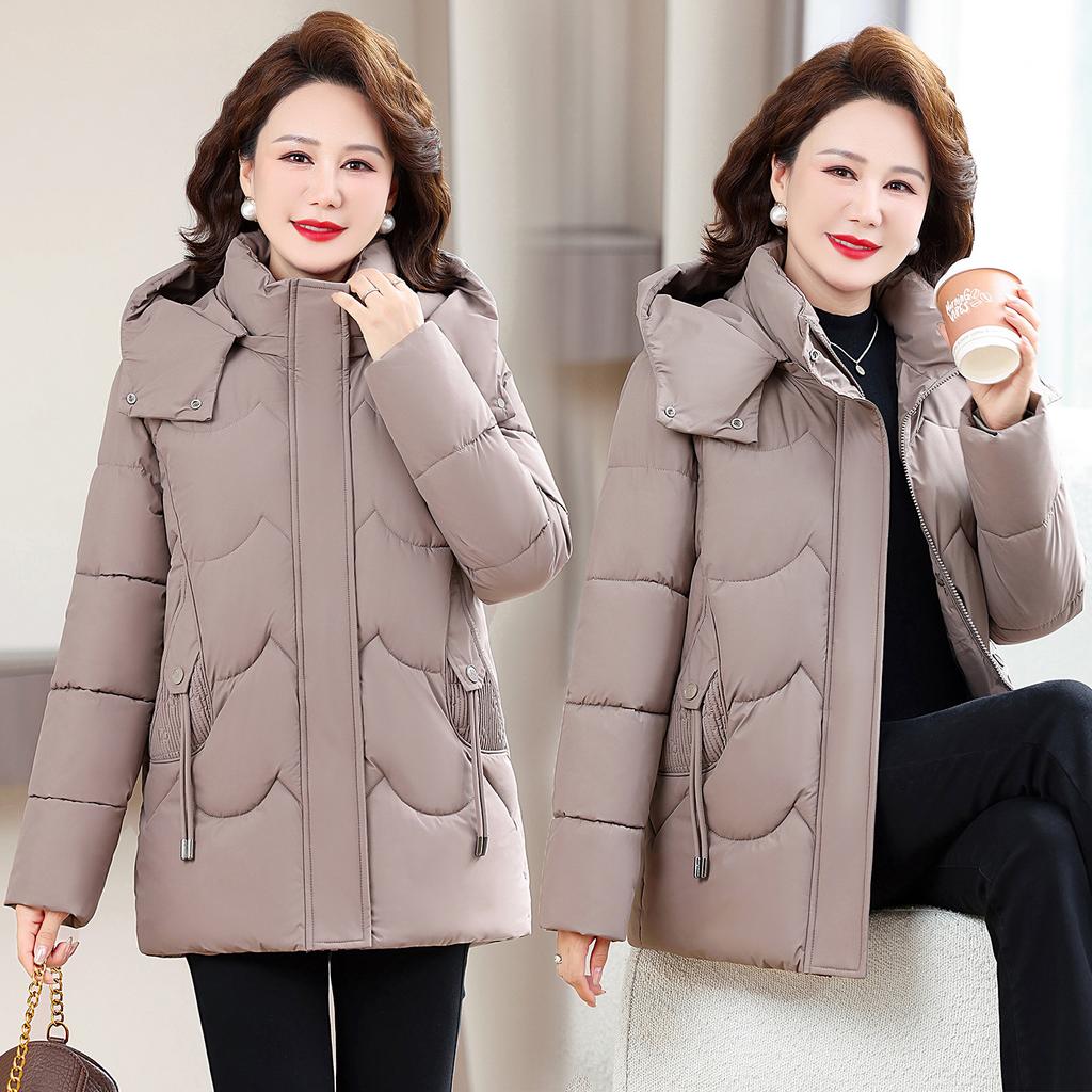 Winter New Middle-aged and Elderly Fashion Down Cotton-padded Clothes Women's Year Winter Thickened Foreign Style Mother Clothes Cotton-padded Jacket