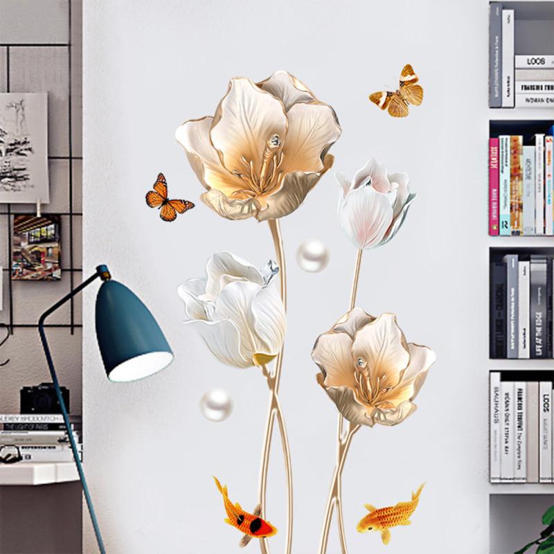 Wall  Stickers, Tulip Flower 3d Three-dimensional Bedroom Wallpaper, Creative Self-adhesive