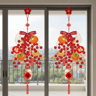 PVC Persimmon Window Stickers Red Traceless Electrostatic Sticker Reusable Festive Atmosphere Spring Festival Door Decals