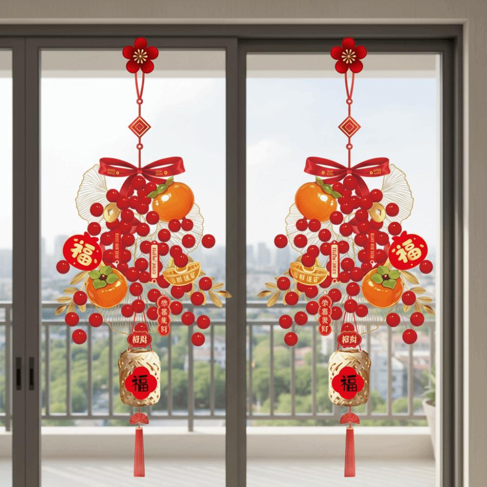 PVC Persimmon Window Stickers Red Removable Spring Festival Door Decals 2D Festive Atmosphere Self-adhesive Stickers Bathroom
