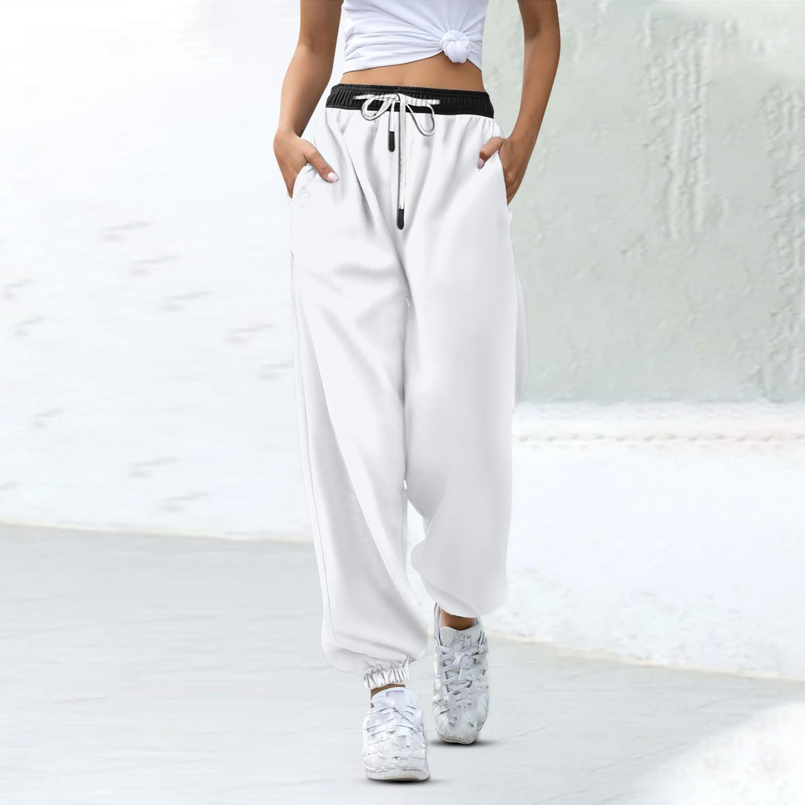 Женские модные спортивные повседневные спортивные штаны с карманами на шнурке и в — фото 12