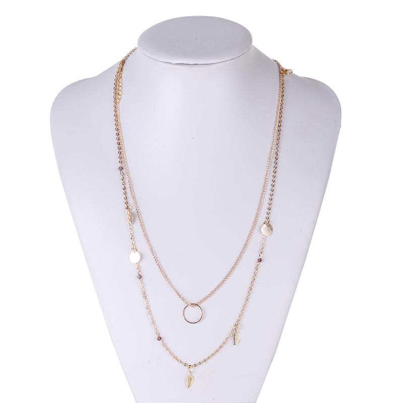 Sexy Bohemian Multilayer Gold Beads Leaf Ring Chain Chocker Necklace Jewelry 