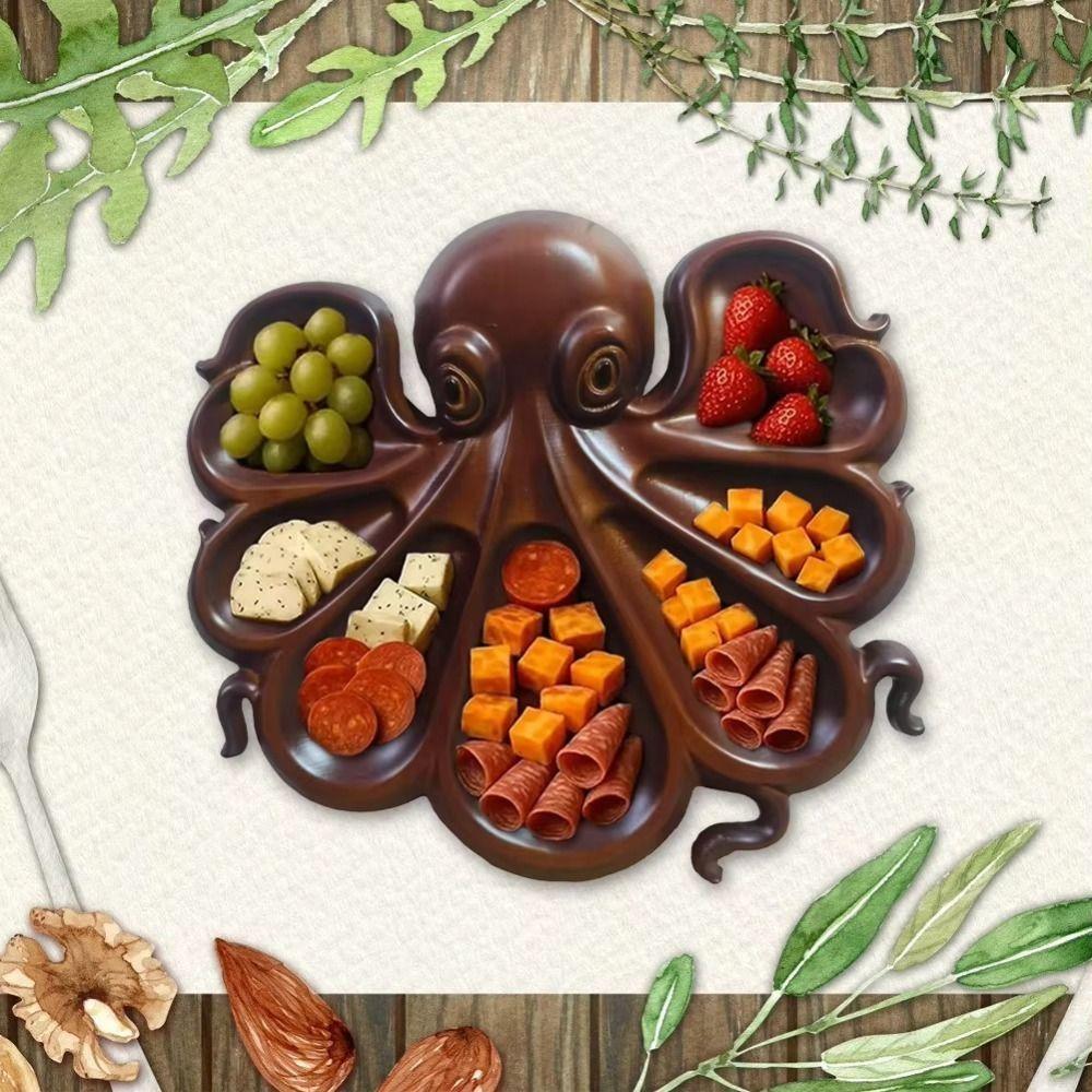 Wooden Octopus Food Platter Unique Octopus Charcuterie Boards  Family Dining Table