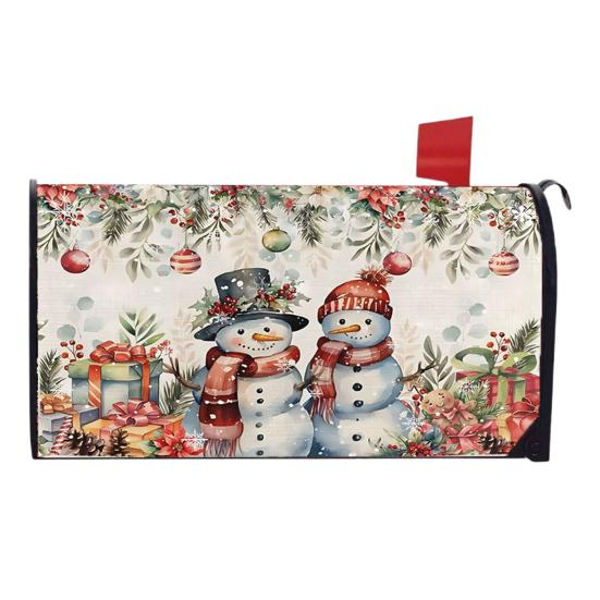 Winter Magnetic Mailbox Cover Standard Size 18 X 21in Merry Christmas Mailbox Wraps Cover Holiday Post Letter Box Cover for Outdoor Garden Yard Decor