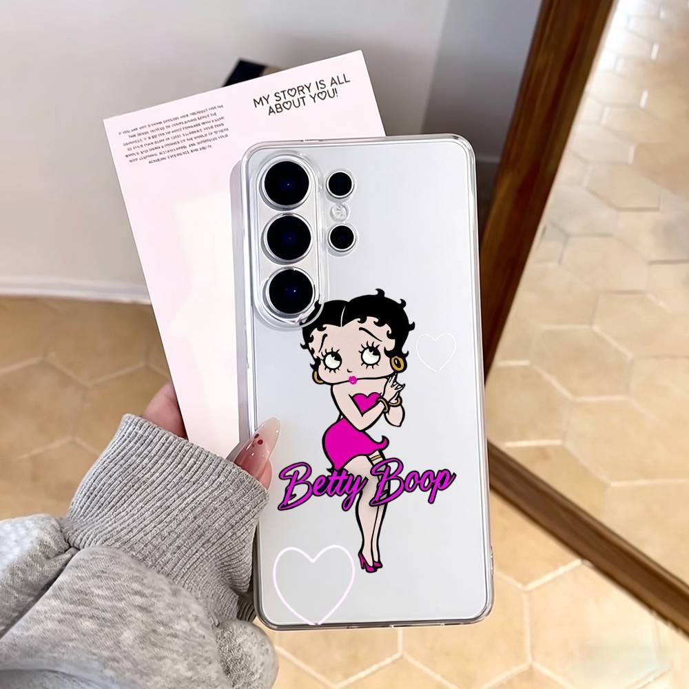 B-Betty Cute B-Boop Phone Case For Samsung S25,S24,S21,S22,S23,S30,Ultra,S20,Plus,Fe,Note,10,9,5G Transparent Cover